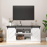 Boyel Living Farmhouse TV Stand for TVs up to 65 Inches,Farmhouse Entertainment Center with 2 Slicing Barn Door，Tv Consol for Living Room,Morden White Boyel Living