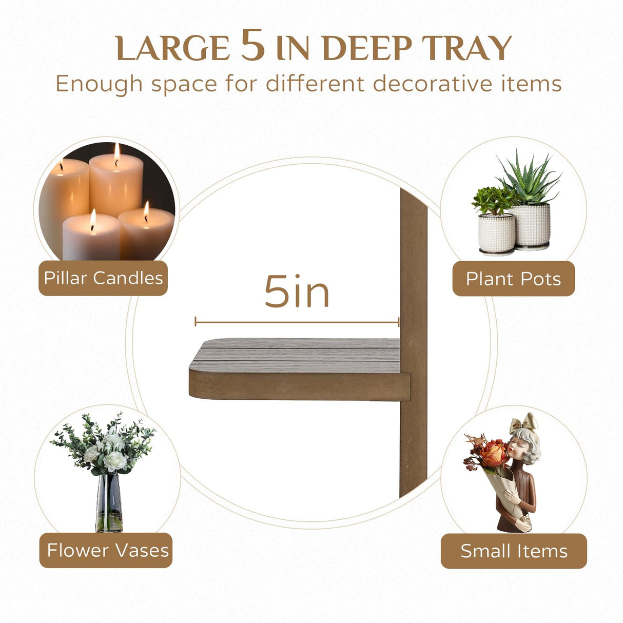 Walasis Wall Candle Holder for Farmhouse: Wood Candle Sconces Wall Decor Set of 2 - Distressed Candle Holders for Small Vase Pillar Candles Tealight Walasis