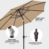 wikiwiki 9FT Patio Umbrellas with Base Included, Outdoor Umbrella with Sandbag Base, 8 Sturdy Ribs, Fade Resistant Waterproof POLYESTER DTY Canopy for Garden, Lawn, Deck, Backyard & Pool，Tan wikiwiki