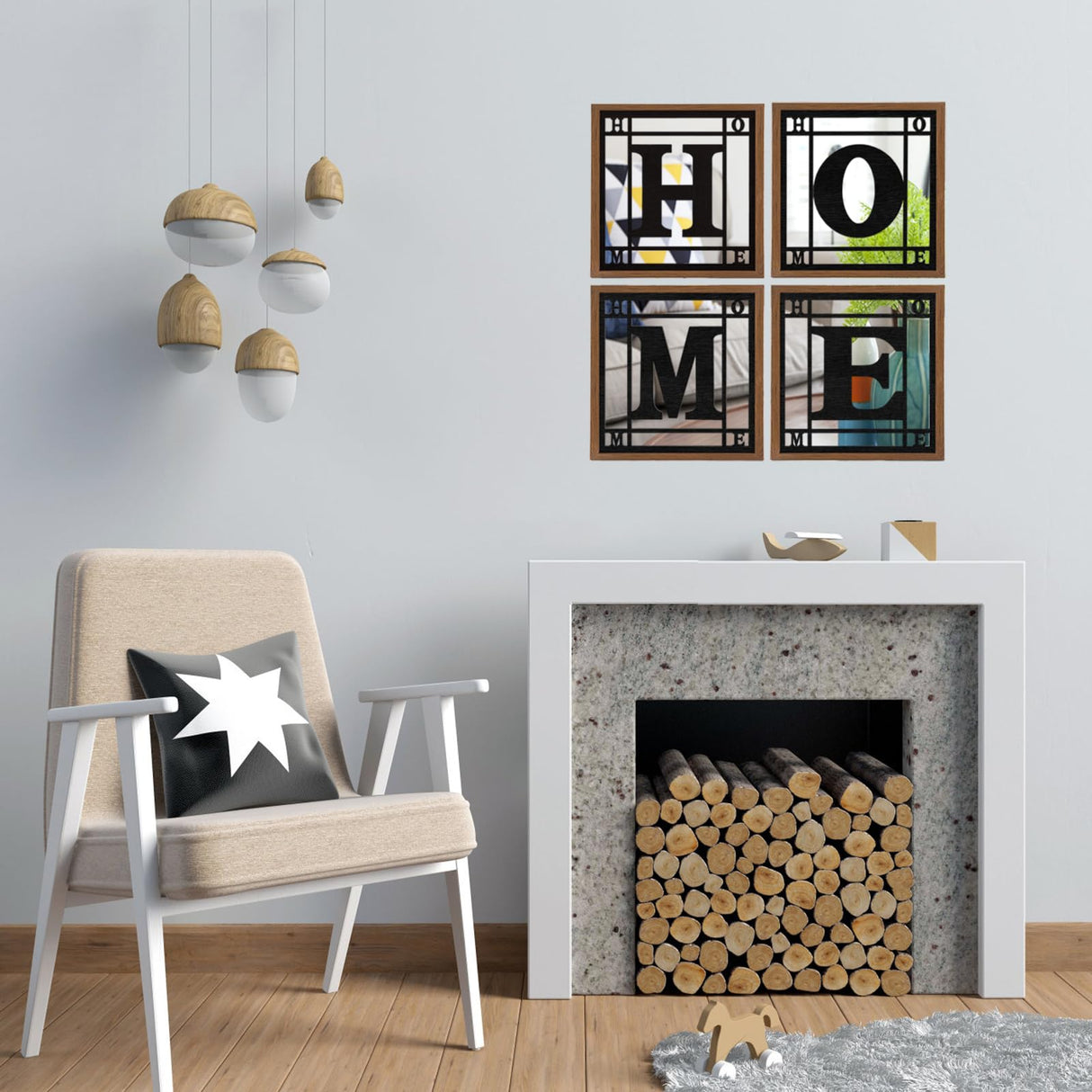 M ACHOOSE 4 PCS Square Wall Mirrors, Rustic Farmhouse Accent Mirror， Home Wall Decor for Living Room, Bedroom, Bathroom & Entryway M ACHOOSE