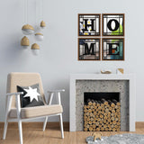 M ACHOOSE 4 PCS Square Wall Mirrors, Rustic Farmhouse Accent Mirror， Home Wall Decor for Living Room, Bedroom, Bathroom & Entryway M ACHOOSE