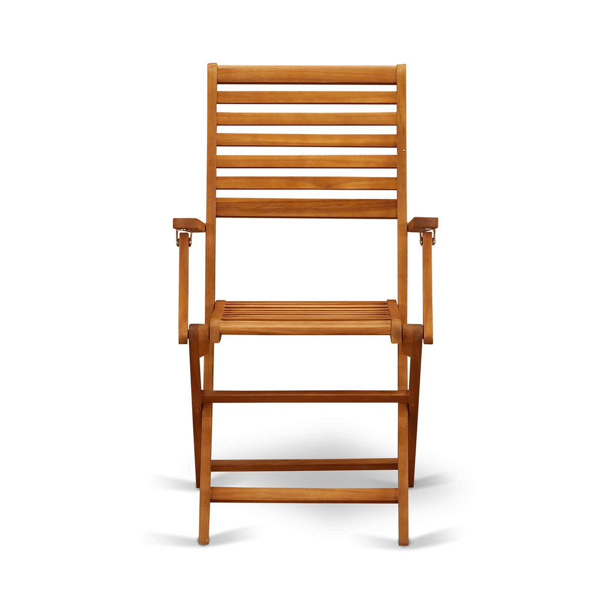 East West Furniture Selma 3 Piece Patio Bistro Outdoor Set Contains a Square Acacia Wood Coffee Table and 2 Folding Arm Chairs, 26x26 Inch, Natural Oil East West Furniture