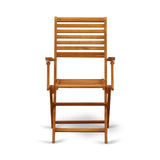 East West Furniture Selma 3 Piece Patio Bistro Outdoor Set Contains a Square Acacia Wood Coffee Table and 2 Folding Arm Chairs, 26x26 Inch, Natural Oil East West Furniture