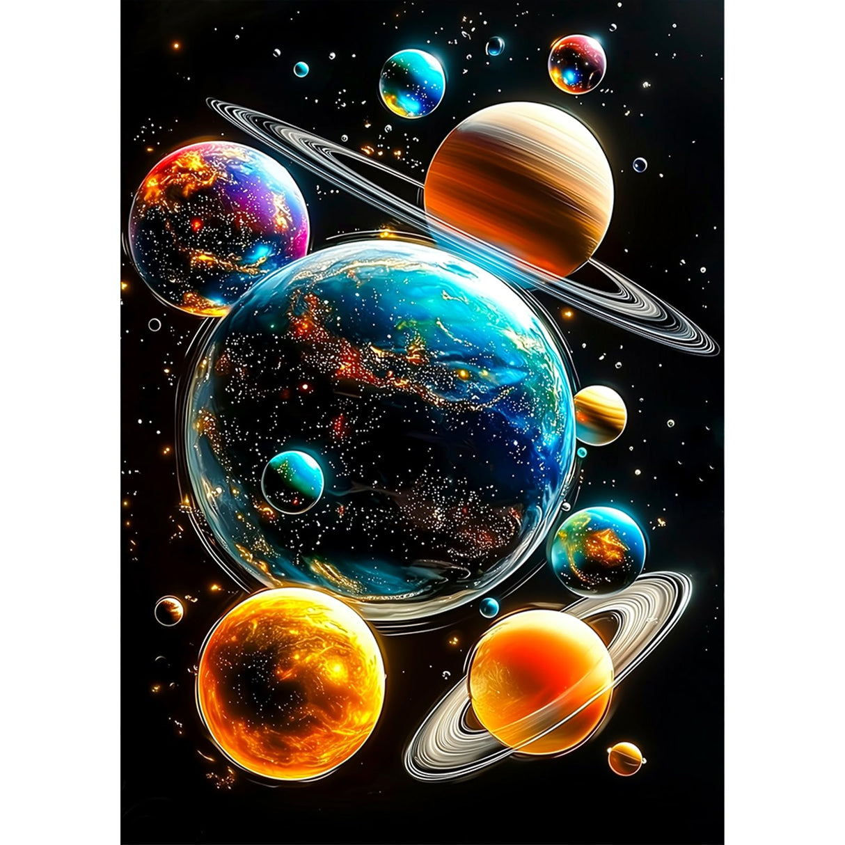 Lxmsja Planets Diamond Art Kits for Adults, Space Landscape DIY Full Drill Diamond Painting Kits for Beginners, 5D Gem Art Crafts for Adults, Home Wall Decor 12x16 inch Lxmsja