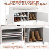 HOMEFORT Entryway Bench with Lift Top Storage,Shoe Storage Bench with Cushioned Seat,Wood Shoe Cabinet Bench,Bench for Bedroom End of Bed,Entry Hidden Shoe Bench for Mudroom,Hallway, White HOMEFORT