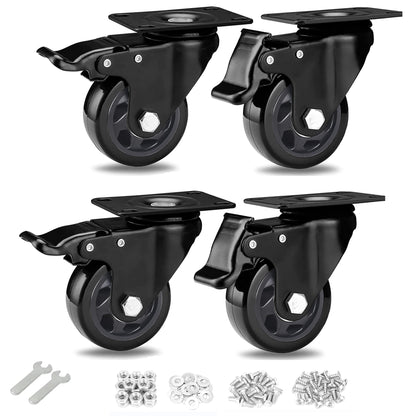 Swivel Caster Wheels 1100lbs,3 Inch Casters Set of 4,Heavy Duty Casters with Brake,YAEMIKY Premium Dual Locking Castors with Plate for Cart,Furniture,Workbench,Trolley(16pcs Screws Included)