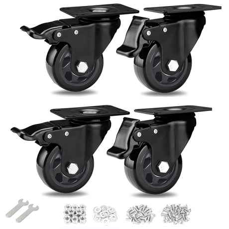 Swivel Caster Wheels 1100lbs,3 Inch Casters Set of 4,Heavy Duty Casters with Brake,YAEMIKY Premium Dual Locking Castors with Plate for Cart,Furniture,Workbench,Trolley(16pcs Screws Included) YAEMIKY
