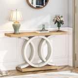 Tribesigns 55 in Console Table with Geometric Base, Modern Hallway Table, Wooden Entryway Table, Foyer Sofa Table, Unique Long Accent Table for Decoration and Organization (White) Brand Tribesigns