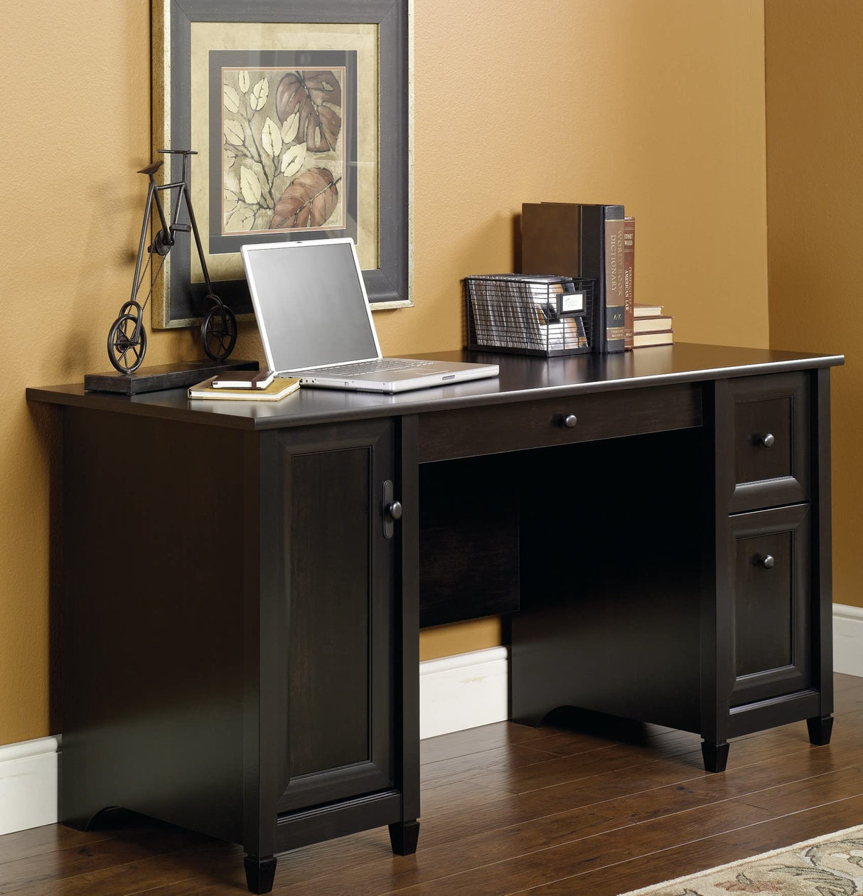 Sauder Edge Water Computer Desk with Storage Drawers, Home Office, L: 59.06" x W: 23.23" x H: 29.02", Estate Black Sauder