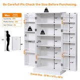 Furnaza 50" LED Kitchen Pantry Storage Cabinets - Food Cabinets Cupboards with 2 Doors with Racks and Shelves Adjustable for Small Space in Dinning Room, Living Room, in White Furnaza