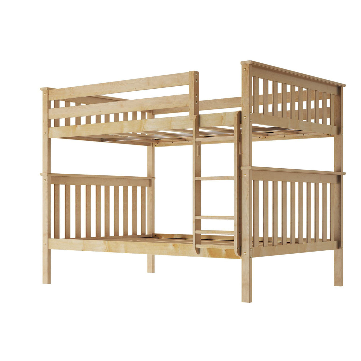 Max & Lily Natural Full Over Full Bunk Bed with Reversible Ladder and Safety Guardrails Max & Lily