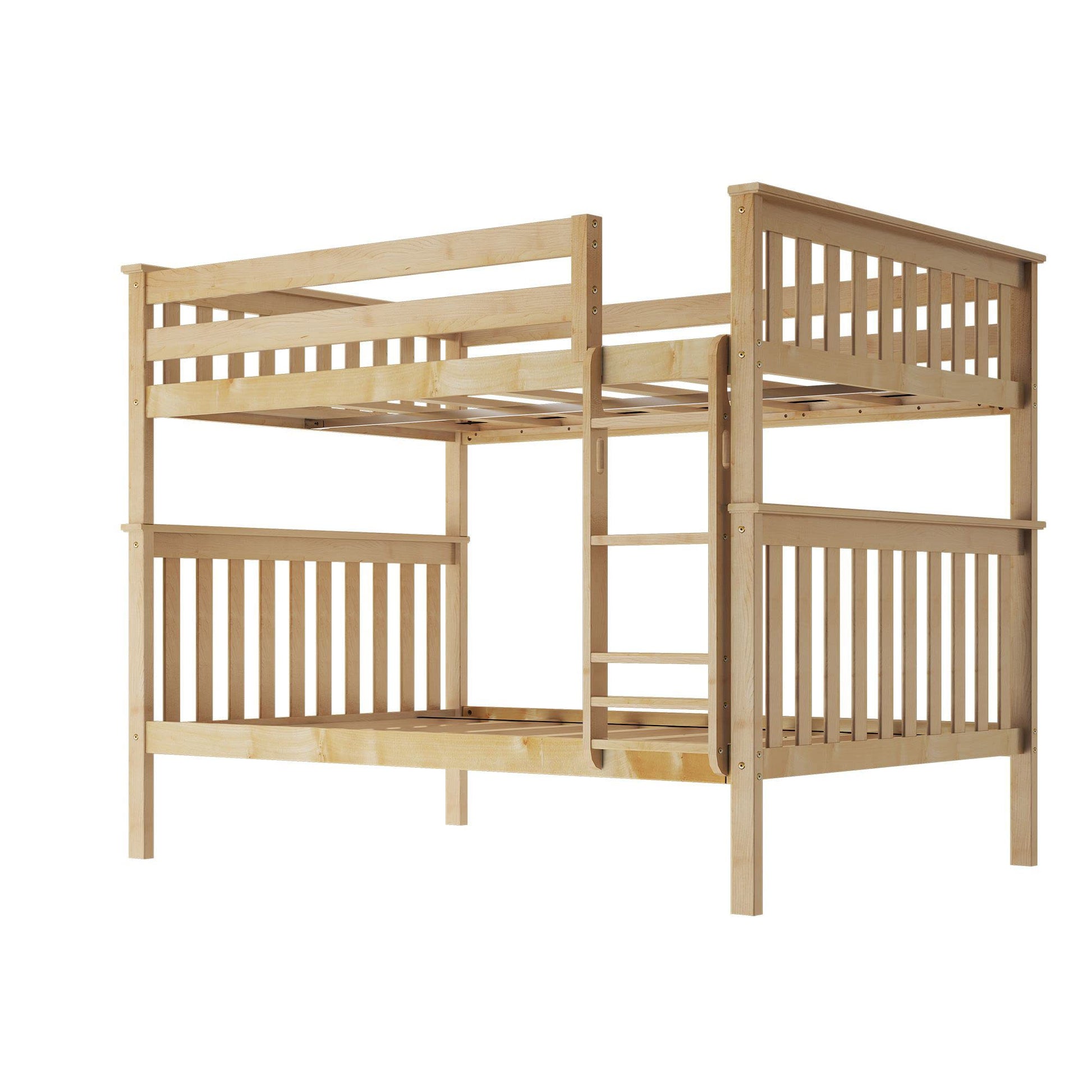 Max & Lily Natural Full Over Full Bunk Bed with Reversible Ladder and Safety Guardrails - WoodArtSupply