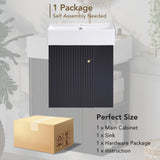 Merax 20" Bathroom Vanities with Sink Top, Wall Mounted Floating Sink Cabinet, Bathroom Cabinet with Doors & Side Storage, Soft-Close System, Black Merax