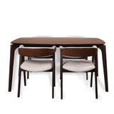 CONSDAN Dining Table Set for 4-6, Includes 1 Table & 4 Chairs, Walnut Veneer Top, Solid Wood Frame, Natural Wood Grain, Easy Assembly, Modern Design CONSDAN