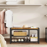 HOMEFORT Shoe Bench,3 Tiers Shoe Rack Bench,31.5" Shoe Storage Bench for Entryway, Retro Industrial Entry Bench with Mesh Shelves and Boot Storage,for Front Door Entrance, Rustic Brown HOMEFORT