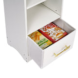 VECELO 8-Tier Narrow Bookshelf, Modern Tall Bookcase with Adjustable Shelves, Raised Base & Fabric Drawer, Storage Rack for Living Room, Bedroom, Office, White VECELO