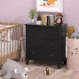 COWMOU 27.6 Inch Wide Nightstand Set of 2 with Charging Station, 3 Drawers Nightstand for Bedroom, Wooden Black Large Bedside End Table for Living Room, Bedroom, Study, Office COWMOU