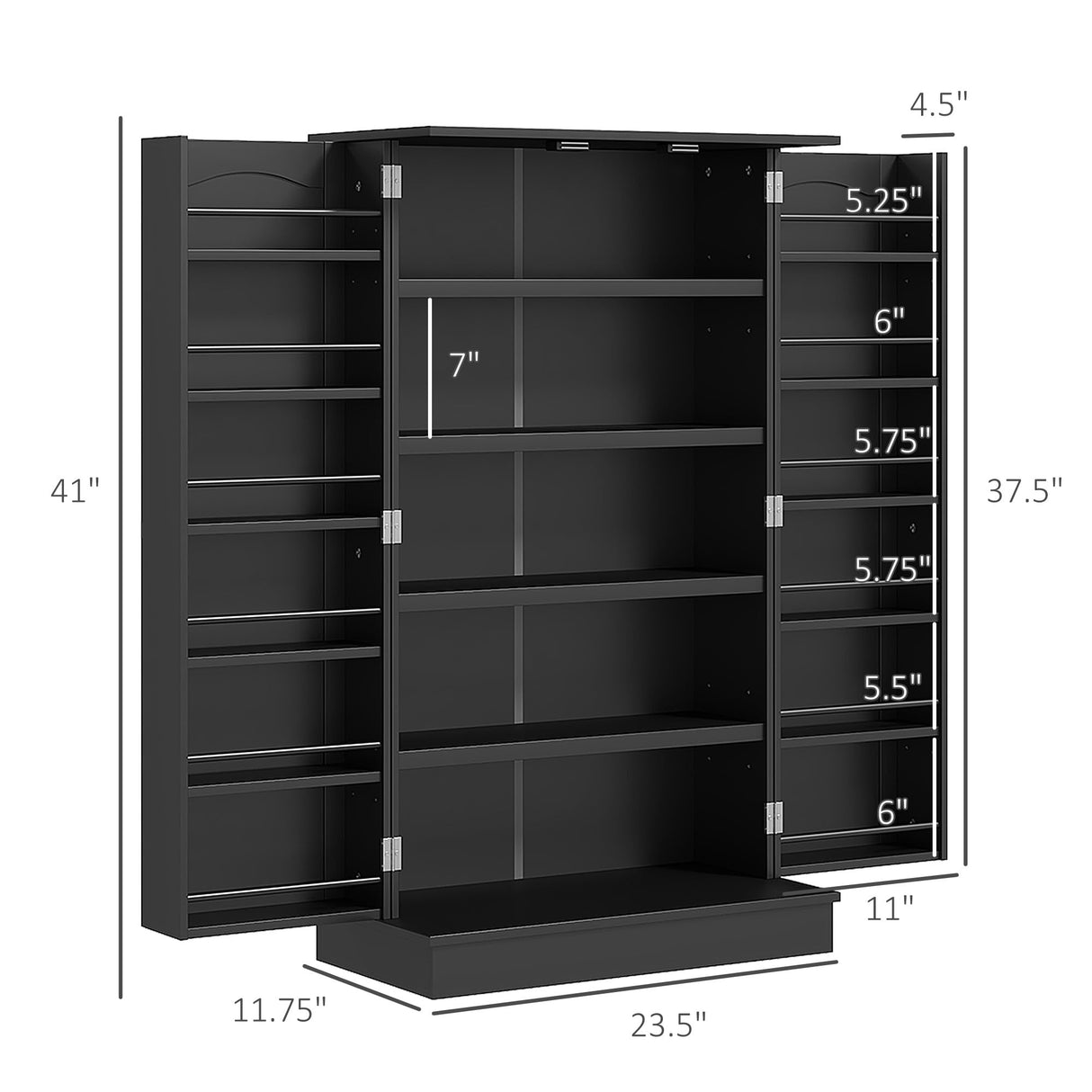 HOMCOM 41" Kitchen Pantry Storage Cabinet, Freestanding Kitchen Cabinet with 12 Door Shelves, Double Doors, 5-Tier Shelving and Adjustable Shelves, Blue HOMCOM