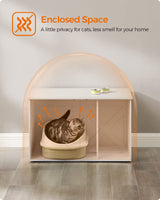 Feandrea Cat Litter Box Enclosure, Litter Box Furniture Hidden with Removable Divider, Indoor Cat House, End Table, 31.5 x 20.9 x 19.7 Inches, White UPCL002W01 Feandrea