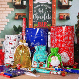 HRX Package Holiday Drawstring Gift Bags, 30pcs Christmas Foil Gift Wrapping Sacks Pouches for Xmas Presents Party Favor (Large Medium Small) HRX Package
