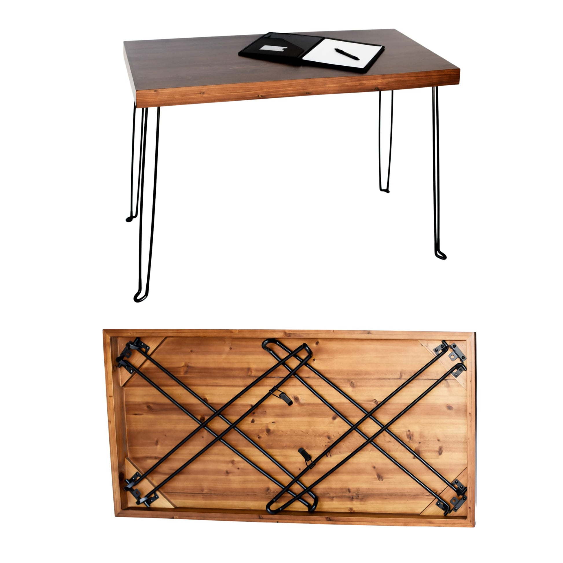 Sleekform Folding Desk Lightweight Portable Wood Table, Small Wooden Foldable No Assembly Required - WoodArtSupply