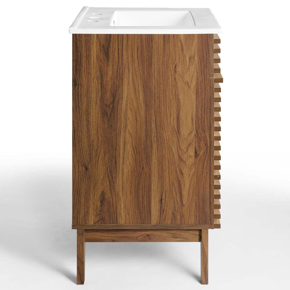 Modway Render Mid-Century Bathroom Vanity With Sink in Walnut White,24 Inch Modway