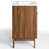 Modway Render Mid-Century Bathroom Vanity With Sink in Walnut White,24 Inch Modway