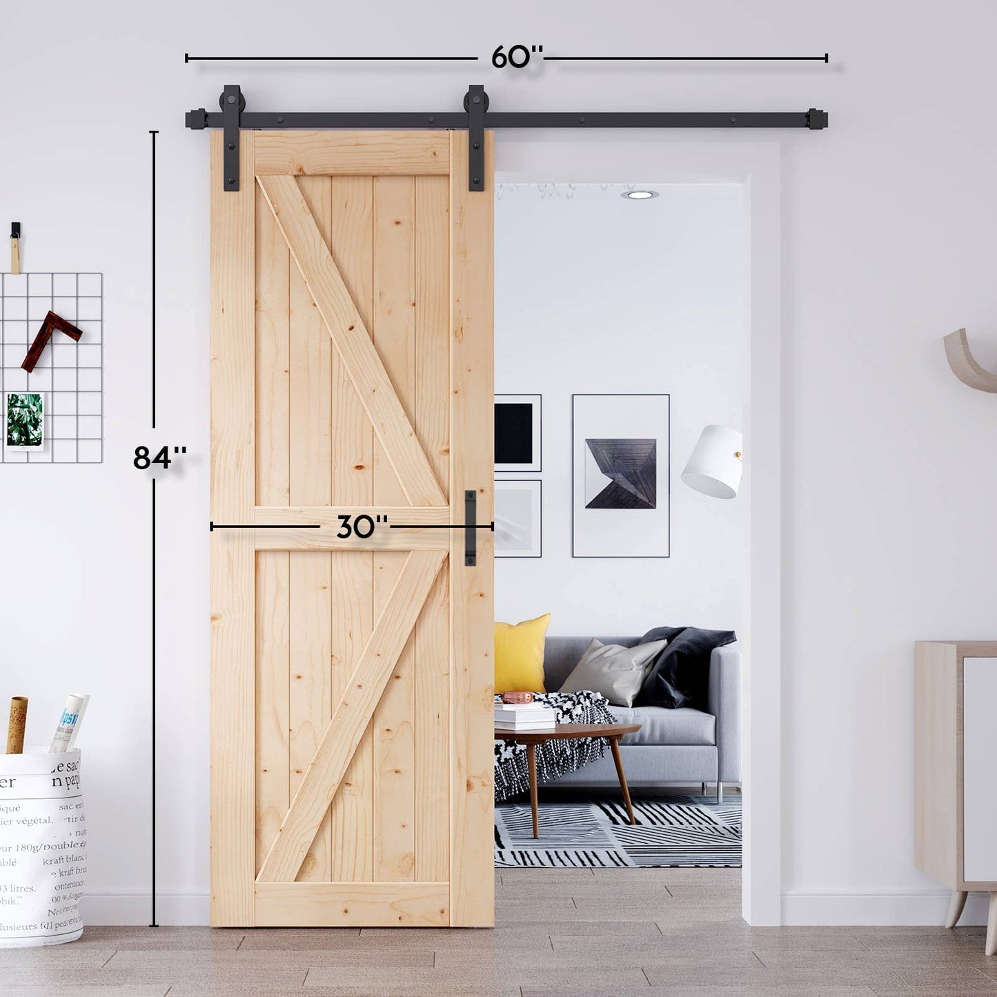 EaseLife 30in x 84in Sliding Barn Door with 5FT Barn Door Hardware Kit & Handle Included,DIY Assemblely,Easy Install,Apply to Interior Rooms & Storage Closet,K-Frame,Natural - WoodArtSupply