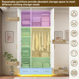 Hlivelood Large Armoire Wardrobe Closet Cabinet with Drawers and LED Lights, Multi-Tier Shelves, Hanging Rod, Large Capacity Storage 3 Door Wardrobe Armoire with Top Cabinet for Bedroom, White Hlivelood