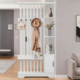 Room Divider with Shelves, Wall Room Divider Bookshelf, Freestanding Wood Privacy Screen with Storage Cabinet, Coat Rack, Display Shelf for Living Room Separation, Home Office Decorative SAHISTCT
