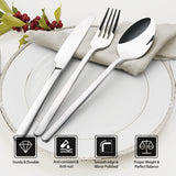KINGSTONE Silverware Set, 20 Piece Flatware Cutlery Set for 4, 18/10 Stainless Steel Silverware Mirror Polished Dishwasher Safe for Home, Restaurant, Wedding, Party(Silver, 20 pieces for 4) KINGSTONE