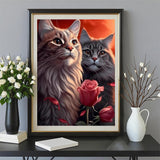 Amz Camel DIY 5D Diamond Art Kits for Adults, 30x40cm Two Cats with Roses Crystal Bead Painting, Modern Artwork for Relaxation and Gift Giving Amz Camel