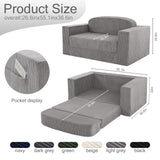 MeMoreCool Convertible Sofa Bed, Pull Out Loveseat Sleeper Sofa, Small Boneless Cloud Couch Bed for Adults, Fold Out Foam Love Seat Grey, Corduroy Folding Floor Couch for Bedroom MeMoreCool