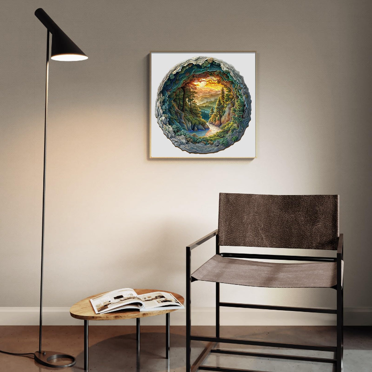 KAAYEE Wooden Puzzles for Adults, 3D Vision Effect Cave Forest Wooden Jigsaw Puzzle Unique Shape Wood Puzzle Adult, 3D Effect Flat Puzzle Birthday Family Game (L-13.4 * 13.3in-300pcs) KAAYEE