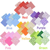 42Pcs 10"x10" Quilting Cotton Fabric Squares Sheets Pre-Cut Multi-Color Design Printed Floral Craft Fabric for DIY Sewing Scrapbooking Quilting Craft Patchwork (Red/Pink/Yellow/Green/Blue/Purple) HDST-HOME