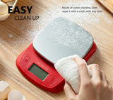 NUTRI FIT Ultra Slim Food Scale Digital Kitchen 1g Increment Measure in lb oz ml High Precision Weight in Grams and oz for Coffee Making, Meal Prep - Red/Stainless Steel NUTRI FIT