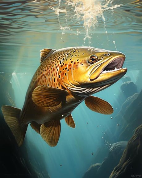 QACEYID DIY Painting by Numbers Gift Kits, Trout Fish, Paint by Numbers on Canvas, Ideas and Gifts for Home Decor, 40x50cm, Without Frame QACEYID