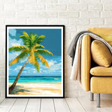 Natuyalo Paint by Numbers Kit for Adults Beginner, Coconut Tree Adult Paint by Number Kits on Canvas, Beach View DIY Acrylic Paint by Number for Adults for Home Decor Gift 16x20 Inch Natuyalo