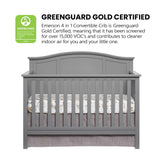 Oxford Baby Emerson 4-in-1 Convertible Baby Crib, Dove Gray, GreenGuard Gold Certified Oxford Baby