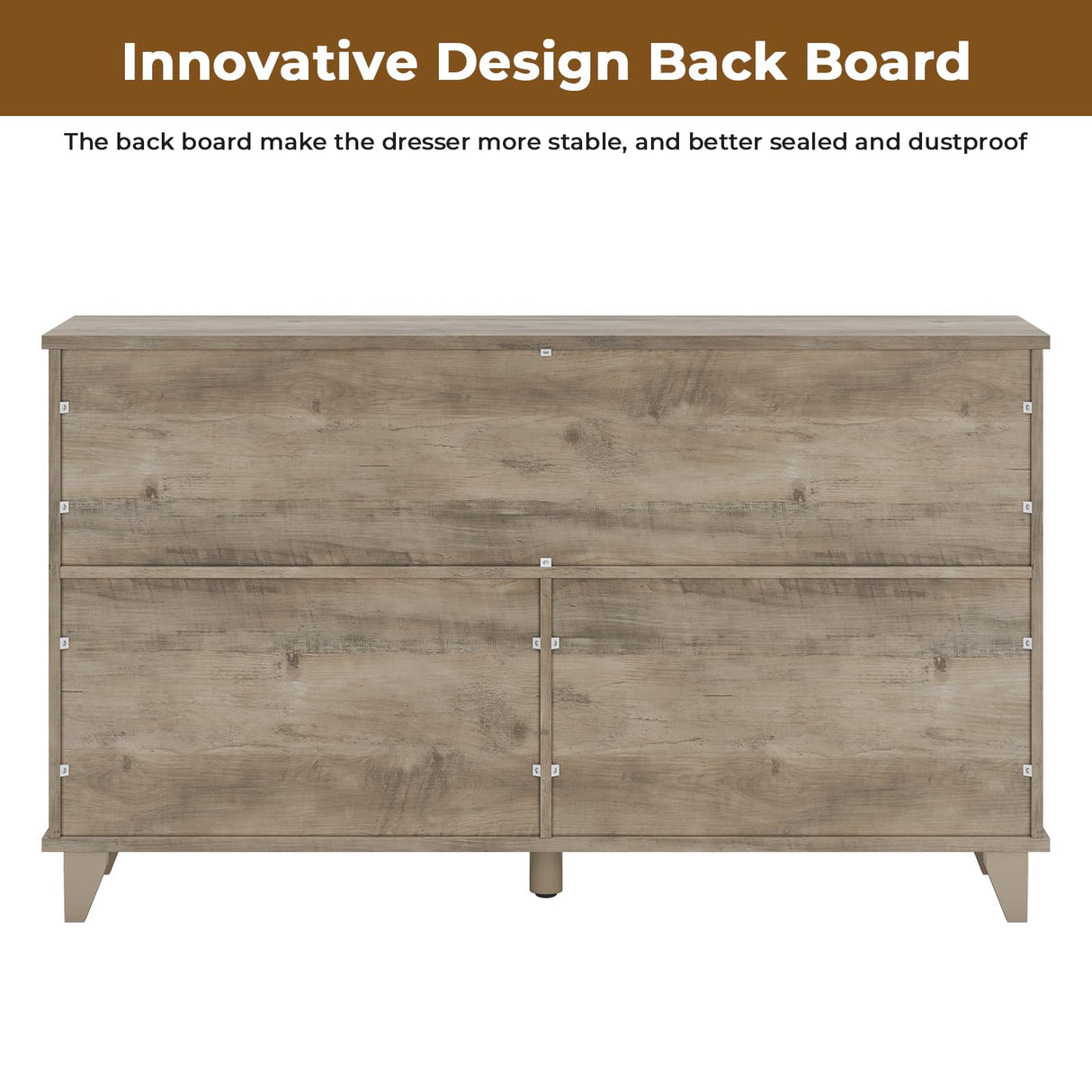 Hasuit Farmhouse 6 Drawers Dresser for Bedroom, Retro Chest of Drawers with Sliding Barn Door, Bedroom Long Storage Dressers Organizer, Rustic Oak Hasuit