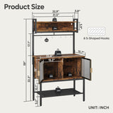 Rustic Chic 5-Tier Bakers Rack with Storage Cabinet and LED Lighting Bestier
