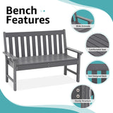 COBANA Dark Gray Outdoor Garden Bench – Durable All-Weather HDPE Patio Seating for 2-3 People COBANA