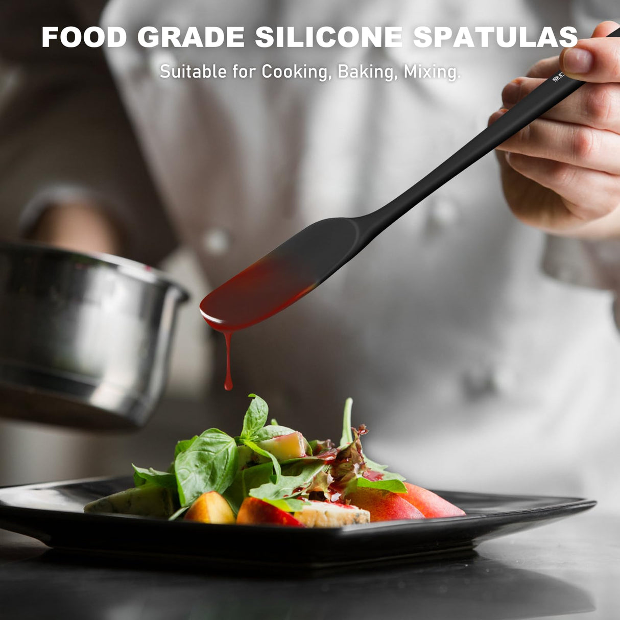 NileHome Silicone Spatula Set, Rubber Spatula High Heat-Resistant Premium BPA-Free One Piece Seamless Design Cooking Spatulas Utensils Set for Kitchen 4 pack (Black) NileHome