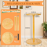 Jolensoy Pool Stick Holder Floor Stand - Round Billiard Cue Rack Pool Table Accessories Holds 8 Pool Cues, Wooden Freestanding Pool Cue Rack Billiards Table Stand for Game Room Billiard Room Decor Jolensoy