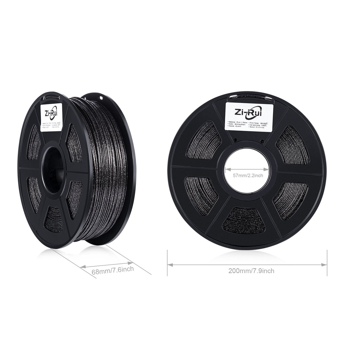 Zi-Rui Marble Color 3D Printer PLA Filament,Sparkly Black,1.75mm,Dimensional Accuracy+/- 0.03 mm, 2.2LBS. Zi-Rui