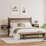 Aienvey Floating Nightstand, Small Modern Floating Nightstand with Drawer, Floating Shelves for Bedroom, Bathroom, Black Rattan Aienvey