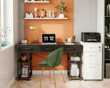 ODK Office Small Computer Desk: Home Table with Fabric Drawers & Storage Shelves, Modern Writing Desk, Black, 48"x16" ODK