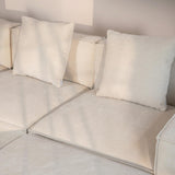 Acanva Luxury Modular Sectional Living Room Sofa Set, Modern Minimalist Style Couch with Ottoman and Chaise, L-Shape, Linen-Like Cream Acanva
