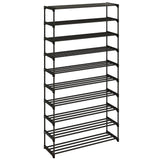 Calmootey 10-Tier Shoe Rack, Tall Large Capacity 50 Pairs Shoes Storage Organizer, Stackable Wide Shoe Shelf for Entryway, Hallway, Black Calmootey