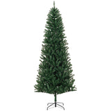 HOMCOM 8' Tall Unlit Slim Fir Artificial Christmas Tree with Realistic Branches, and 1168 Tips, Green HOMCOM